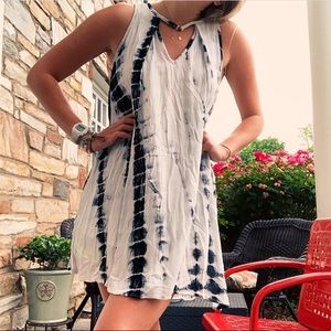 black and white tie dye dress